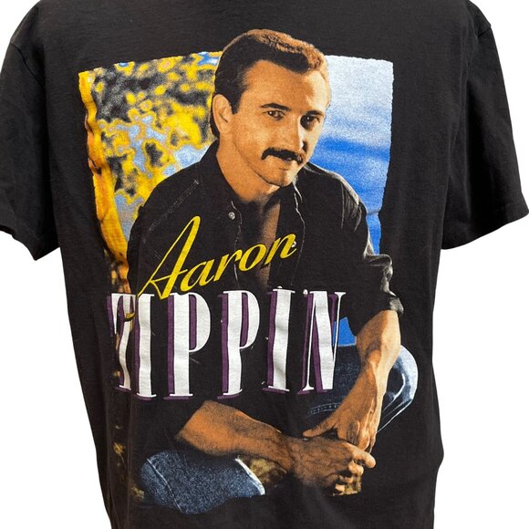 Aaron Tippin Vintage 90s Concert Tour T-Shirt Black Single Stitch Size XL‎ - Picture 4 of 11
